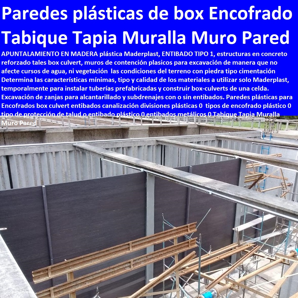 Paredes plásticas para Encofrados box culvert entibados canalización divisiones plásticas 0  tipos de encofrado plástico 0 tipo de protección de talud o entibado plástico 0 entibados metálicos 0 Tabique Tapia Muralla Muro Pared  Contenedores, Cajones, Cajas, Empaques, Shelters, Refugios, Nichos, Recipientes, Cajilla, Diques, Estibas Antiderrames, Depósitos, Tanques, Paredes plásticas para Encofrados box culvert entibados canalización divisiones plásticas 0  tipos de encofrado plástico 0 tipo de protección de talud o entibado plástico 0 entibados metálicos 0 Tabique Tapia Muralla Muro Pared